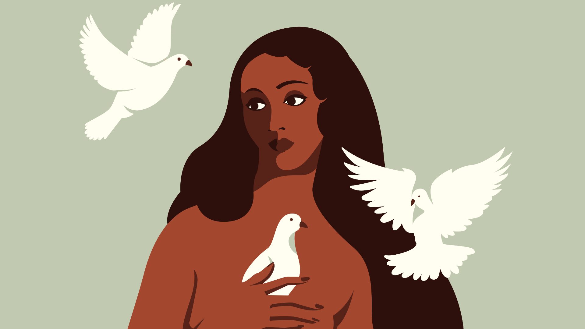 Woman with doves